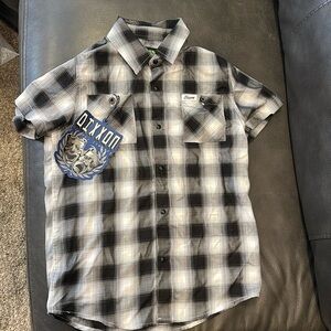Boys DIXXON Flannel Company Bamboo Short Sleeve Button Up Sz Youth Medium NWT